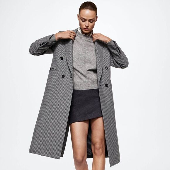 Mango Houndstooth Wool Blend Coat - Picture 7 of 12